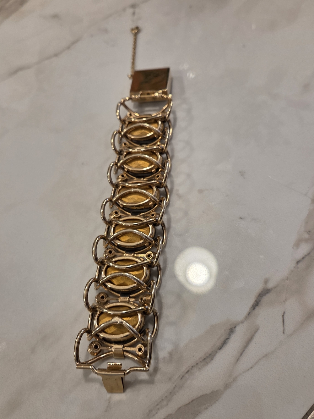 Gold Bracelet with Deep Purple Gemstones and Clear Accents - Picture 6 of 7